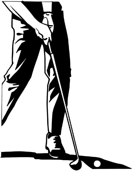 Man lining up golf shot vinyl sticker. Customize on line. Sports 085-1135